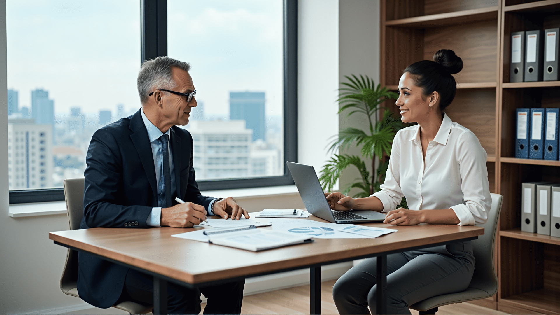 Planning meeting between advisor and client