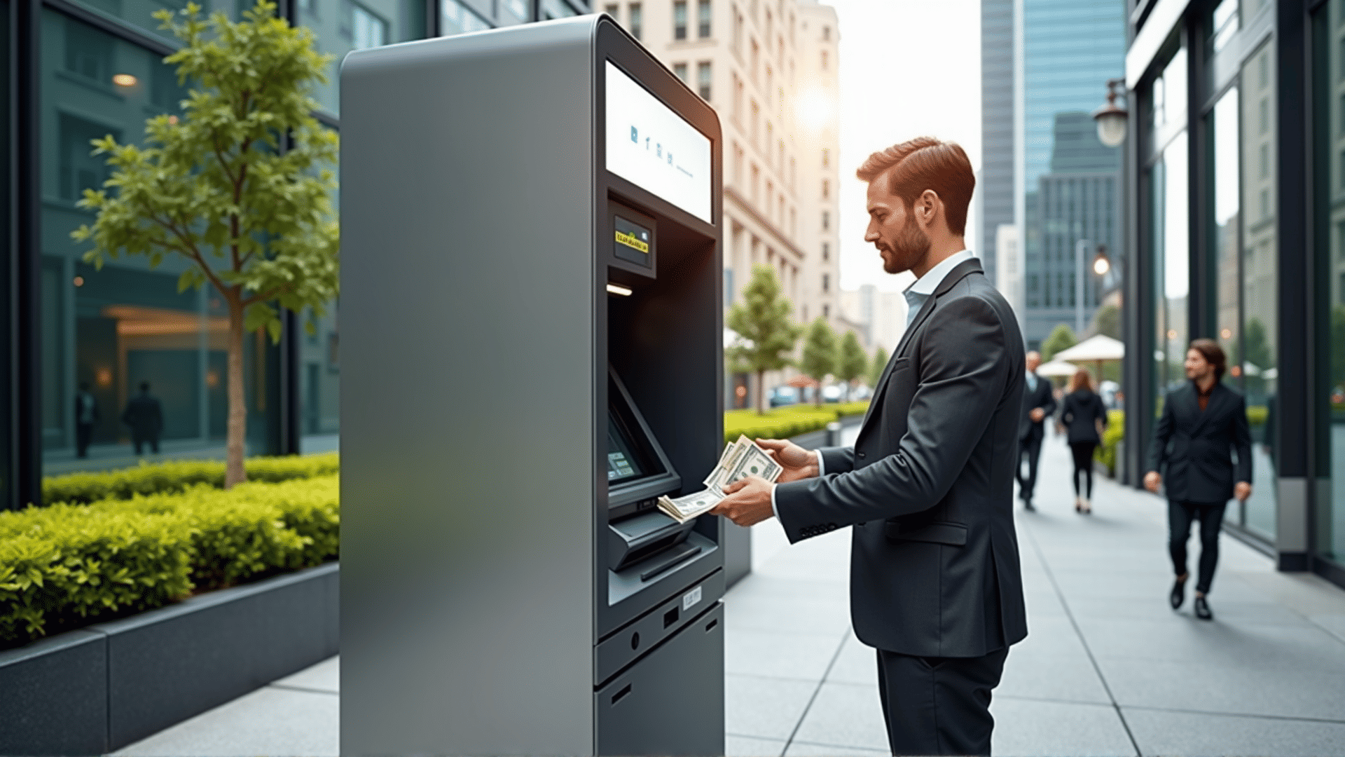ATM machine with user
