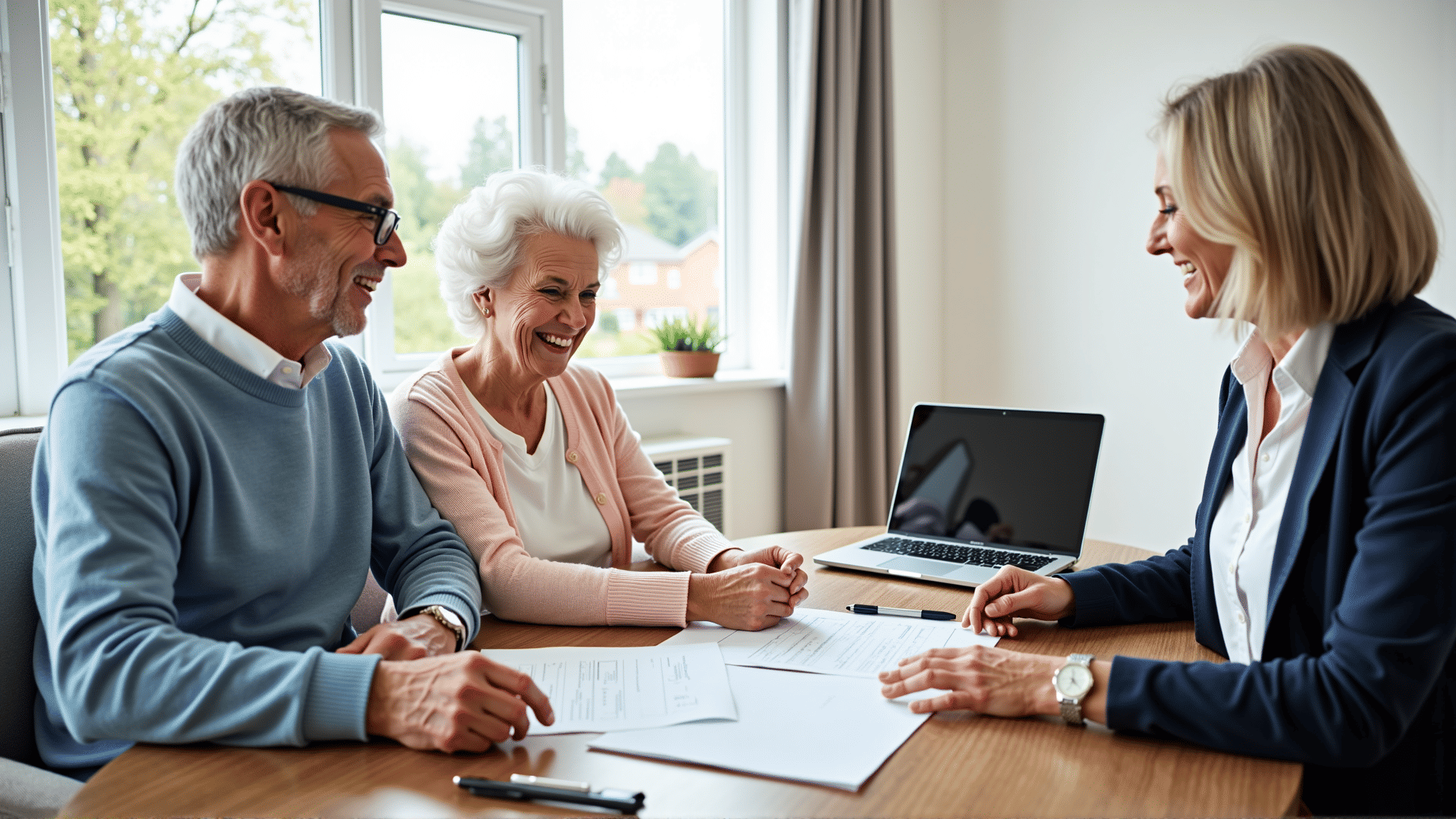 Elderly couple planning retirement